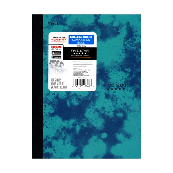 Pack of 12 - Mead College Ruled Plastic Cover Composition Notebooks - (100 Sheets) Colors Vary