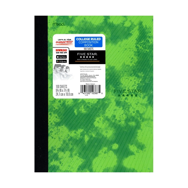 Pack of 12 - Mead College Ruled Plastic Cover Composition Notebooks - (100 Sheets) Colors Vary