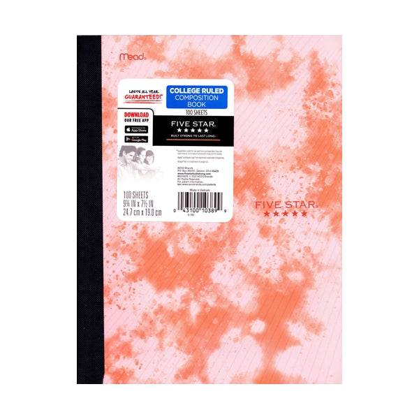 Pack of 12 - Mead College Ruled Plastic Cover Composition Notebooks - (100 Sheets) Colors Vary