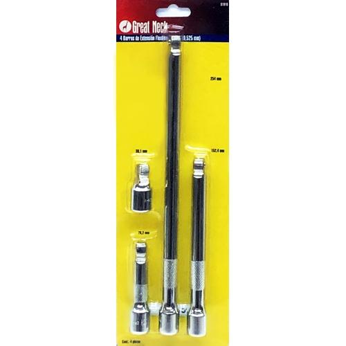 Great Neck 3/8'' Drive Wobble Extension Bar Set (S1810) Chrome Vanadium