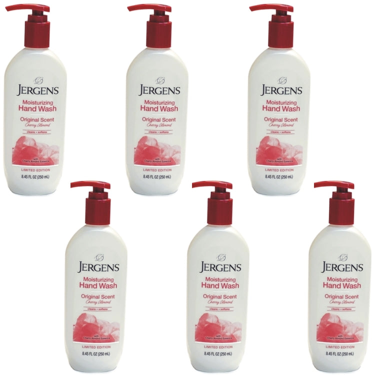 Pack of 6 - Jergens Cherry Almond Moisturizing Liquid Hand Soaps - Original Scent (8.45 fl. oz.) Pump Bottles