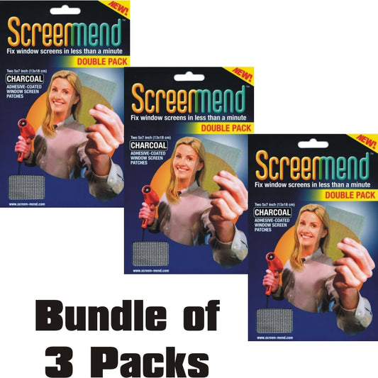 Bundle of 3 Packs - ScreenMend Window/Door Screen Repair Patches - Charcoal (2 Pack)