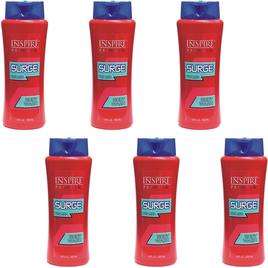 Pack of 6 Bottles - Inspire Premium Surge for Men Body Wash Bottles (18 fl. oz.)