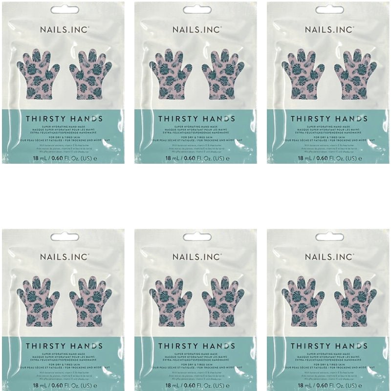 Nails Inc. Thirsty Hands Super Hydrating Hand Mask Gloves (1 Pair Pack) With Botanical Extracts, Vitamin E, Shea Butter - Dollar Fanatic